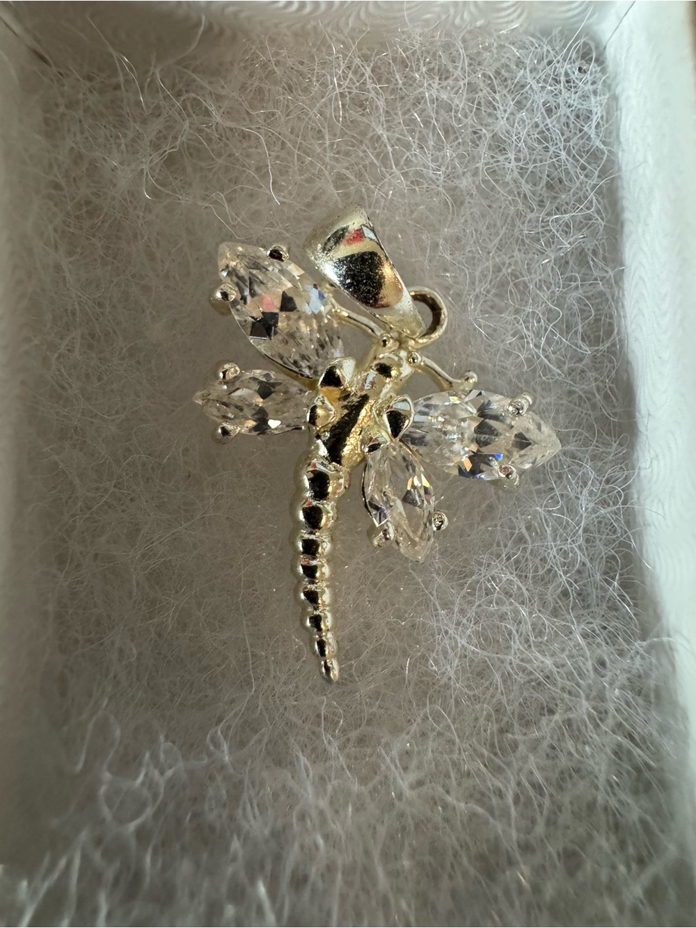 Sterling Silver 925 Dragonfly Crystal Pendant -